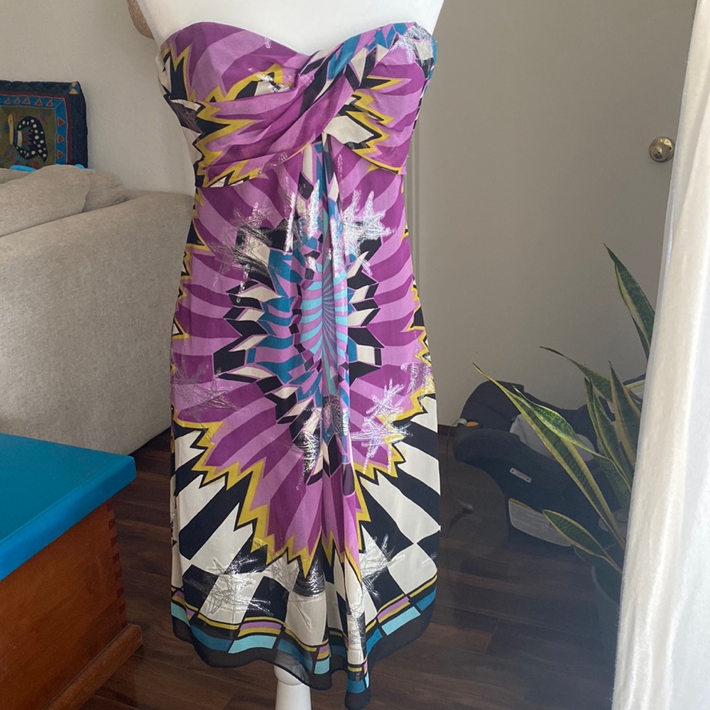 Nicole Miller SILK strapless dress!⚡️💜